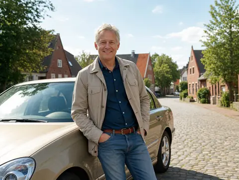 Verkäufer aus Hodenhagen mit dem verkauften Fahrzeug